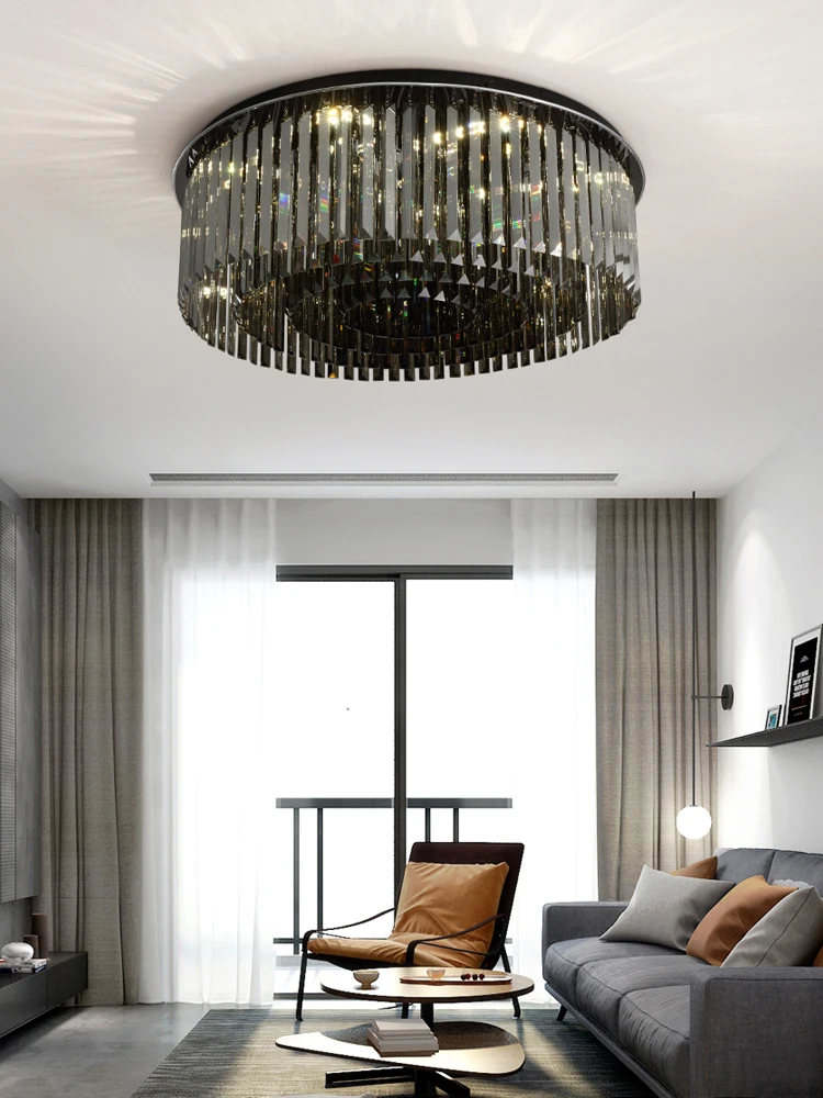 Luzes de Teto de Cristal para Sala de Laminarias Romântico Moderno Lâmpadas Parágrafo Teto Rodada Plafondlamp Quarto Avize Led 3 Cheap Luzes de teto
