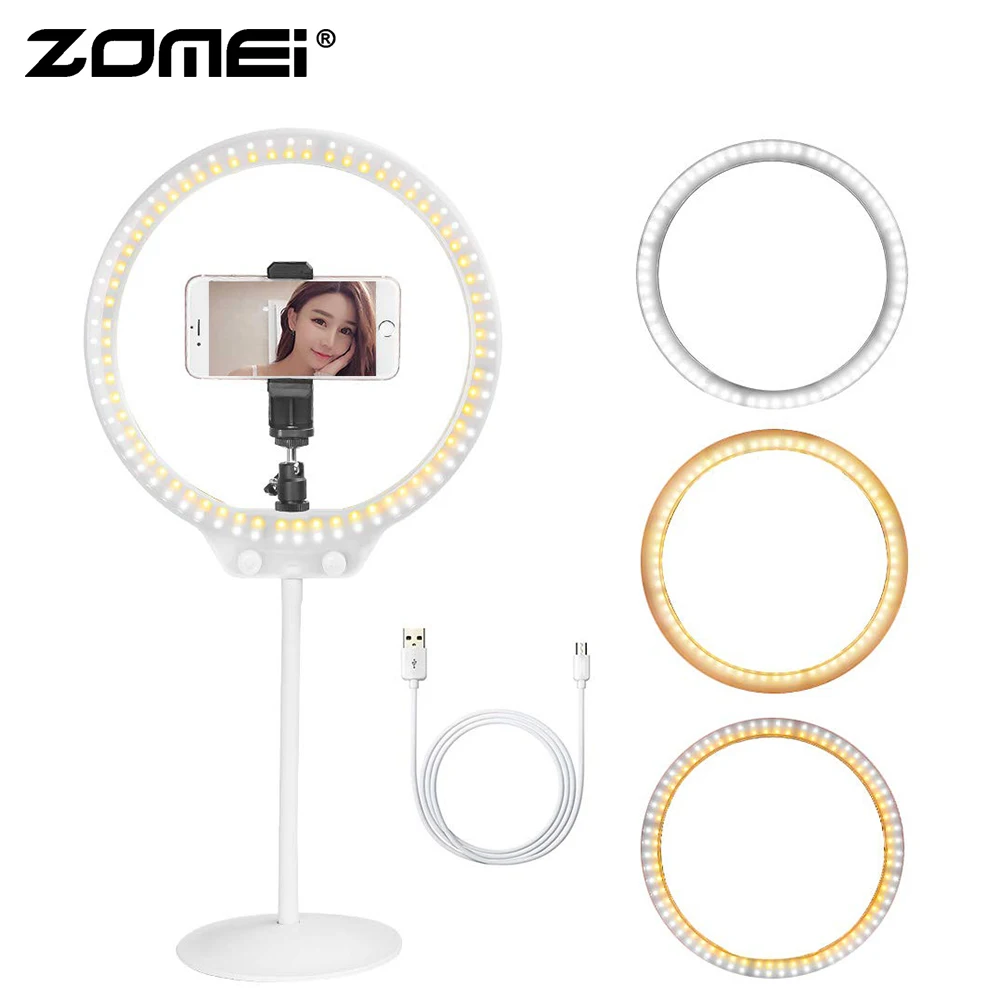 Zomei белый ZM128 10 5 &quotмини настольный Диммируемый кольцевой свет для макияжа