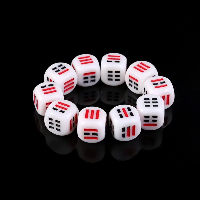 10Pcs D6 Dices For Easy Fortune-Telling Guess Divination Dice Ba Gua Eight Trigrams Parts Accessory 16mm