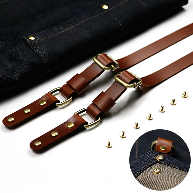 Denim Apron Leather Strap K54B-11