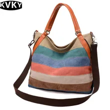 Холщовая Женская винтажная Большая вместительная сумка через плечо с полосками женские сумки Женская Ручная сумка Повседневная эко-сумка Mujer Bolsas Feminina