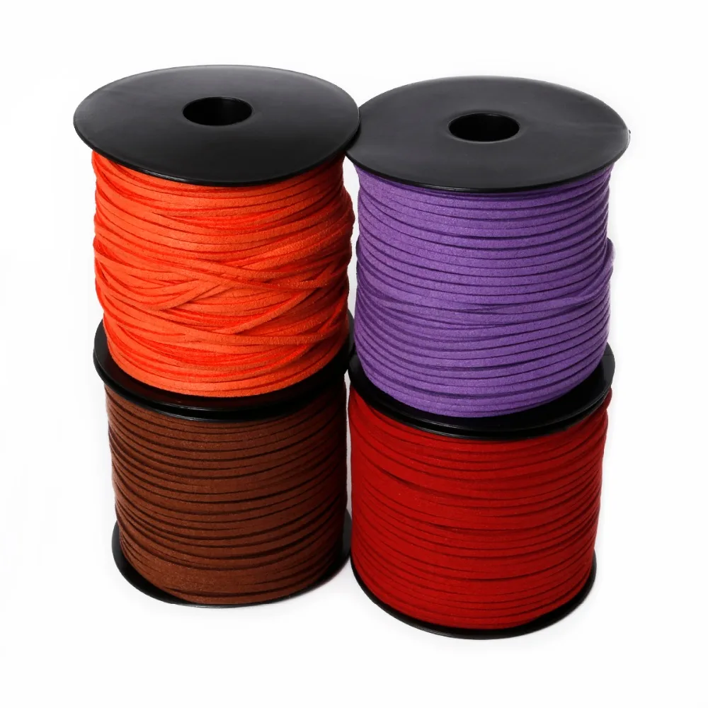 100yard/lot 3mm Flat Faux Suede Korean Velvet Leather Beading Cord String Lace Rope For Jewelry