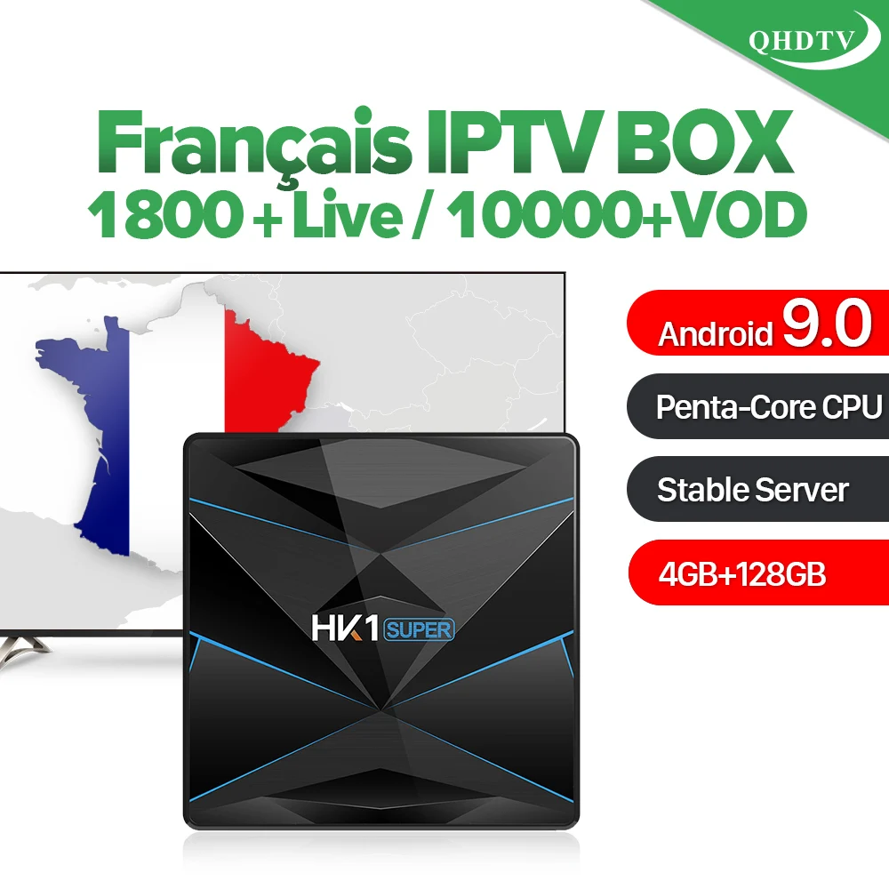 

Android IPTV Arabic Tunisia HK1Super Media Player 4G 128G RK3318 Dual-Band WIFI Bluetooth 4.0 IPTV France Italy UK IP TV