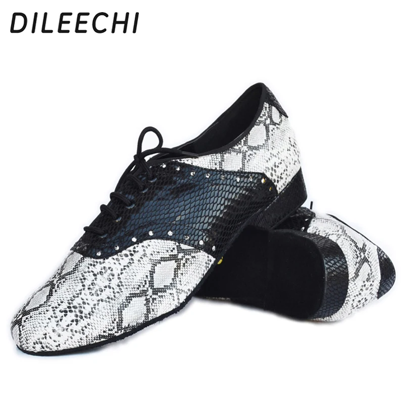 DILEECHI/Новинка; современная танцевальная обувь для мужчин и взрослых; домашняя обувь для латинских танцев с мягкой подошвой; мужская Змеиная обувь для танцев на квадратном каблуке 2 см