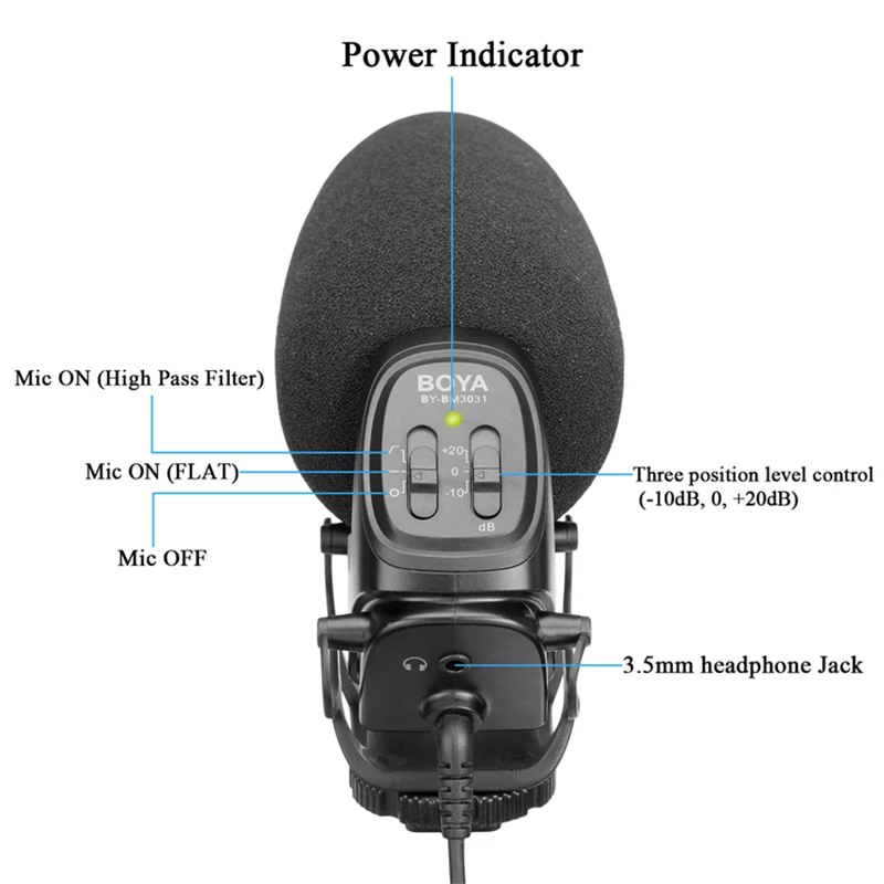 BOYA BY BM3031 Встроенный микрофон Hi Fi для цифровых зеркальных камер видеокамер