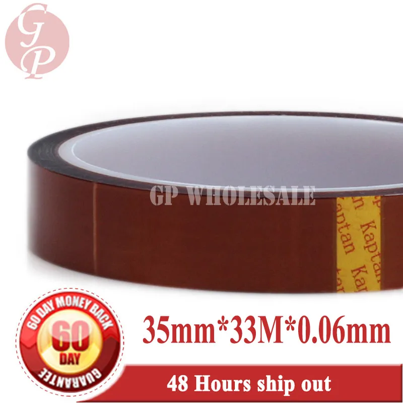 Factory Directly! 1x 35mm*33 meters Length *0.06mm High Temperature Resistant Insulation Polyimide Film Tape for PCB Mask | Канцтовары
