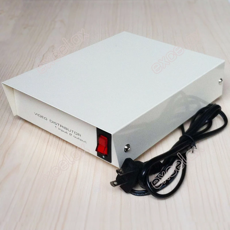 1 In 2 Out Composite CVBS BNC Connector Video Distributor AC110V 220V Signal Gain CCTV Security DVR System 1-2CH Video Splitter