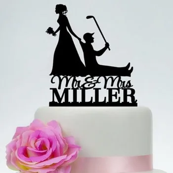 

Personalized Wedding Cake Topper, Custom Golf Sport Wedding Cake Topper,Acrylic Glitter Silver, Personalized Your Names