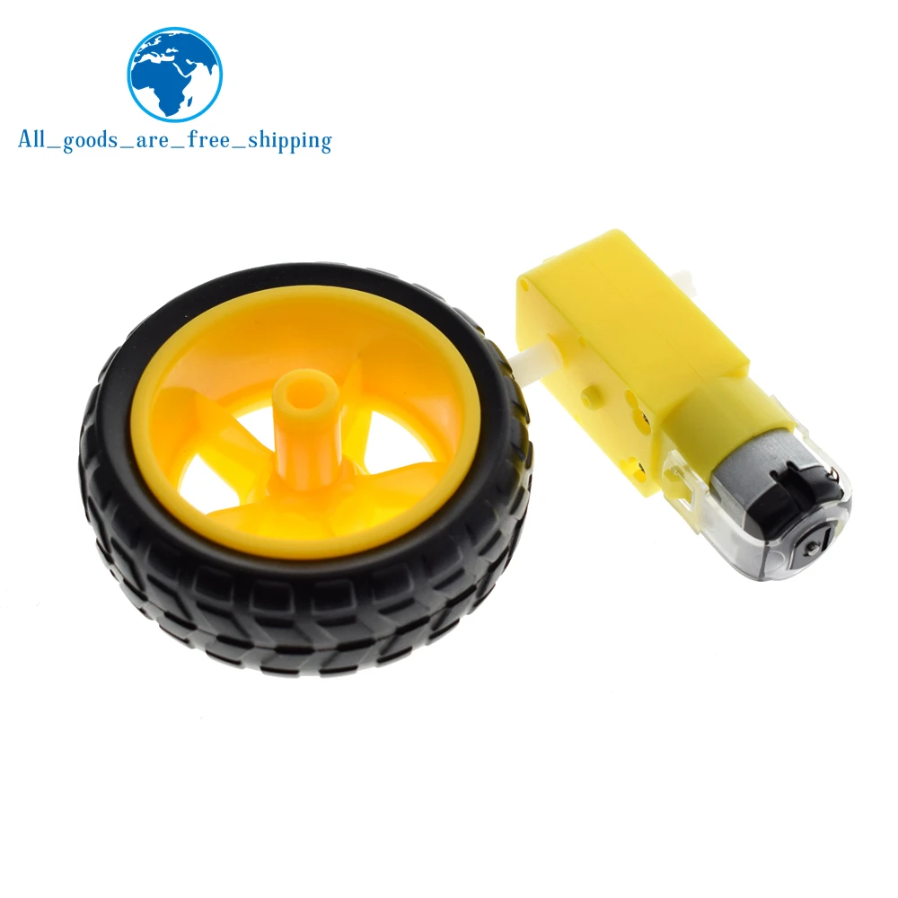 

TZT 1Lot/package Deceleration DC motor + supporting wheels , a / smart car chassis, motor / robot car wheels