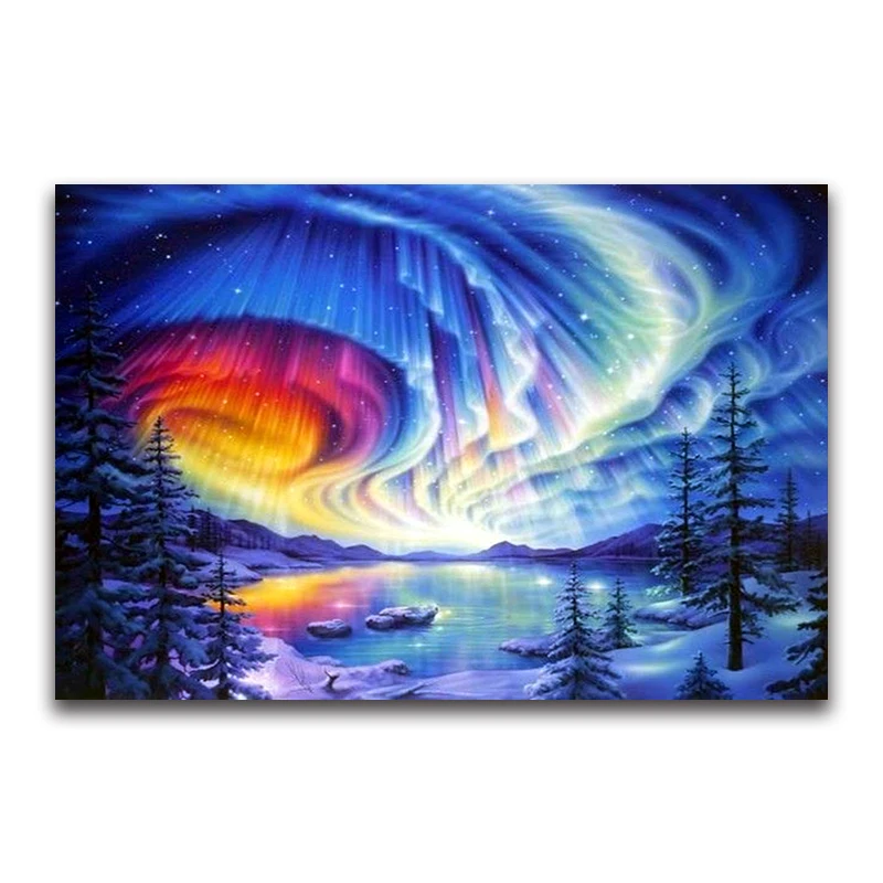 color aurora full square Diamond mosaic star sky 3D DIY Diamond embroidery night Full round Diamond painting Cross stitch Galaxy