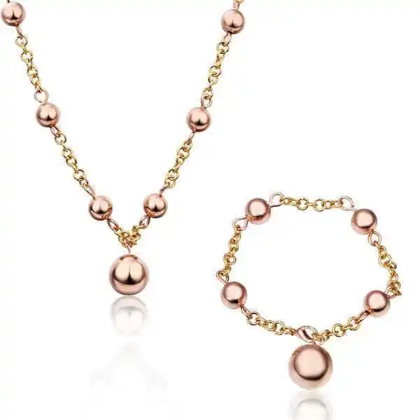 Hot Sale18K Real Gold Plated Ball Pendant Necklack And Bracelet Sets RhinestoneTrendy Jewellery S196 |