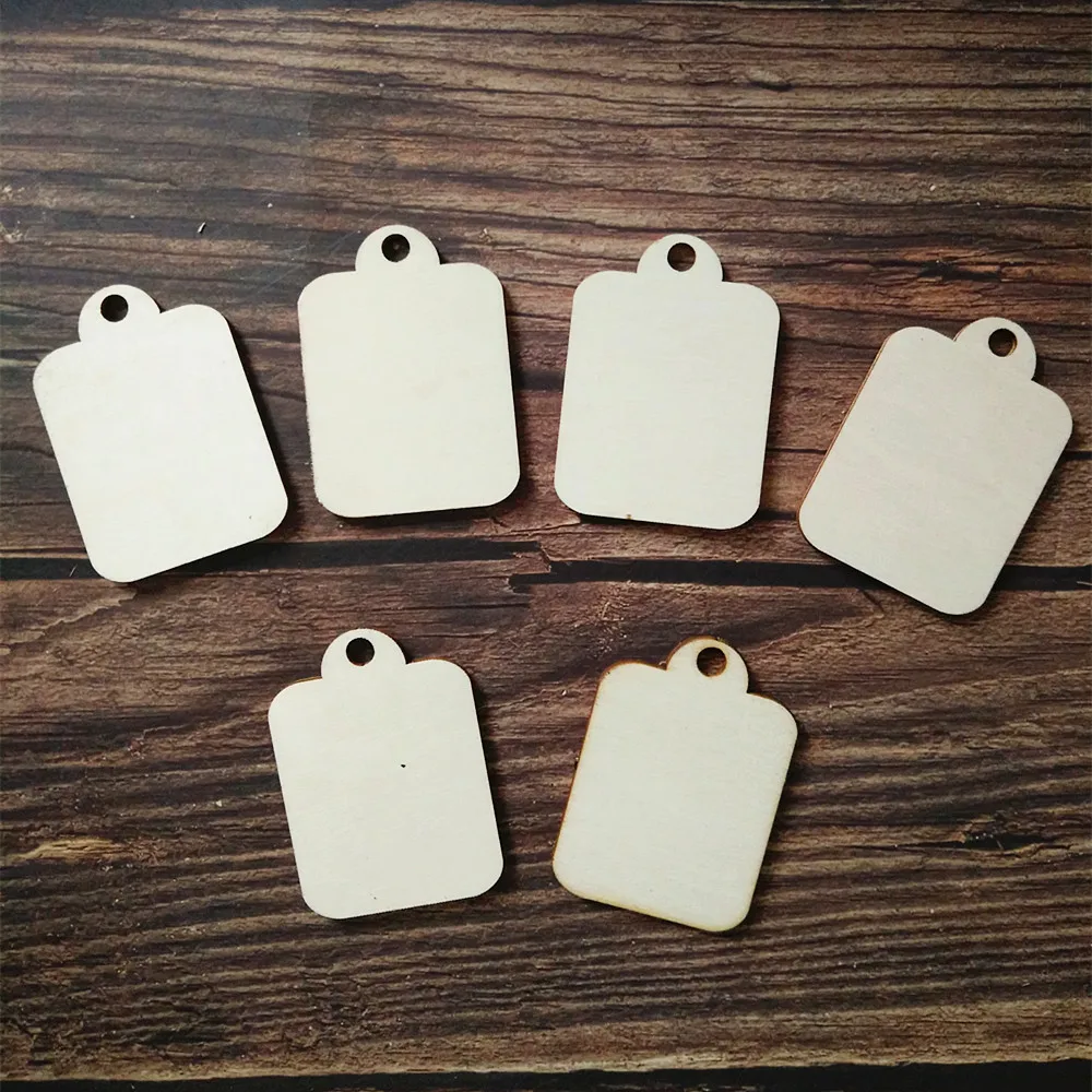 

50pcs Craft Tags with Holes Wooden Craft Labels Clothing Tags Blank Wood Dog Tag Pendant Gift Wrapping Tag