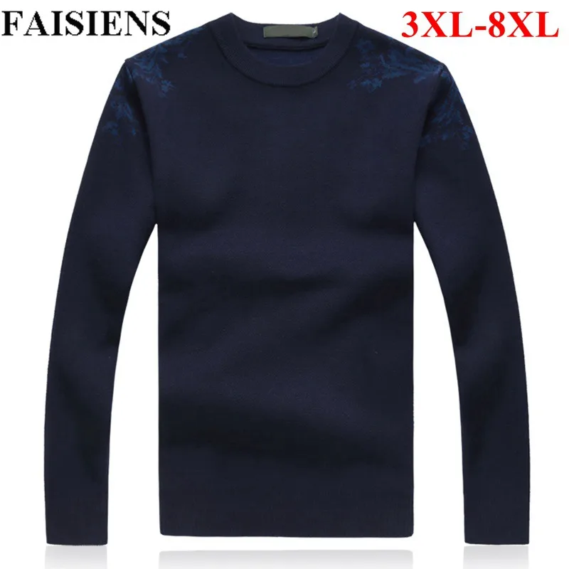 

FAISIENS Winter Warm 5XL 6XL Large Size Men's Sweaters O Neck Long Sleeve 7XL 8XL Plus Size Loose Blue Red Black Knitted Sweater