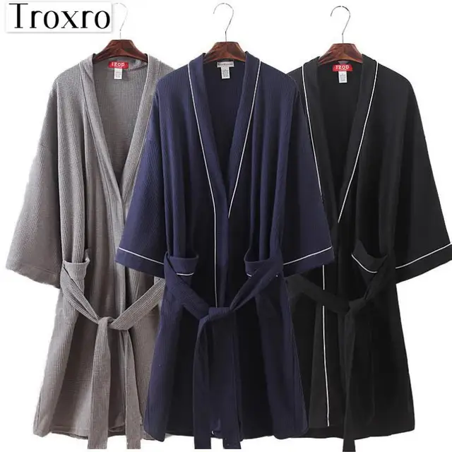 Buy Bathrobe Men Long Sleeves Robe Regular Sleeve