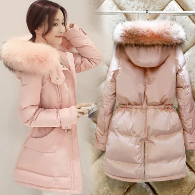 Большой пуховик из меха енота, парка, теплая зимняя куртка, женская верхняя одежда, белый, 90 утиный пух, тонкая талия размера плюс, XXXL, Женское пальто, XC032 - Цвет: pink