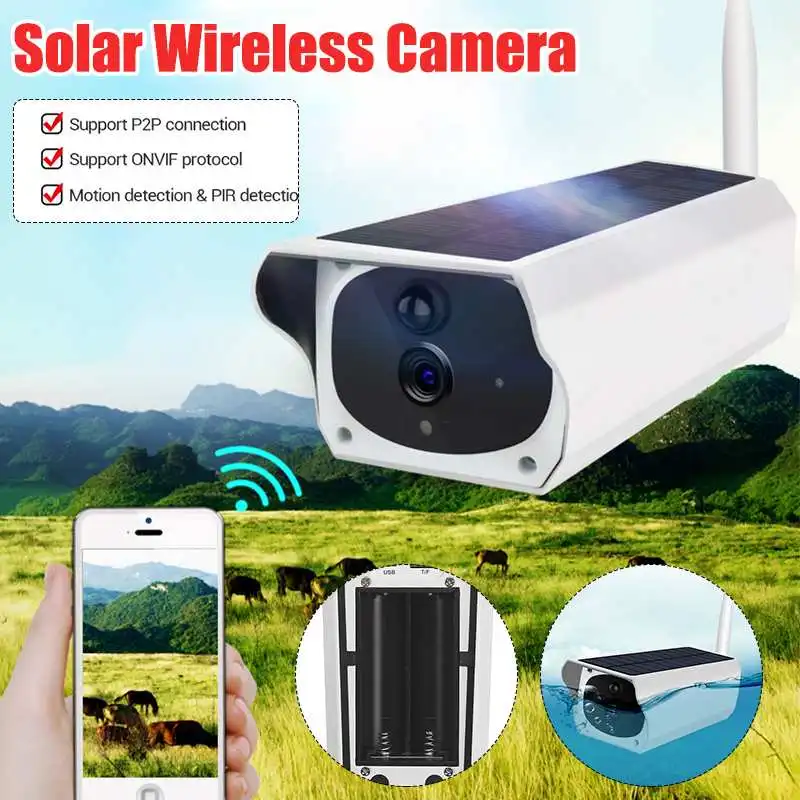 

1080P Solar Monitor Camera Wireless Wi-fi Security Surveillance Waterproof Outdoor Camera IR Night Vision Solar Power HD Camera
