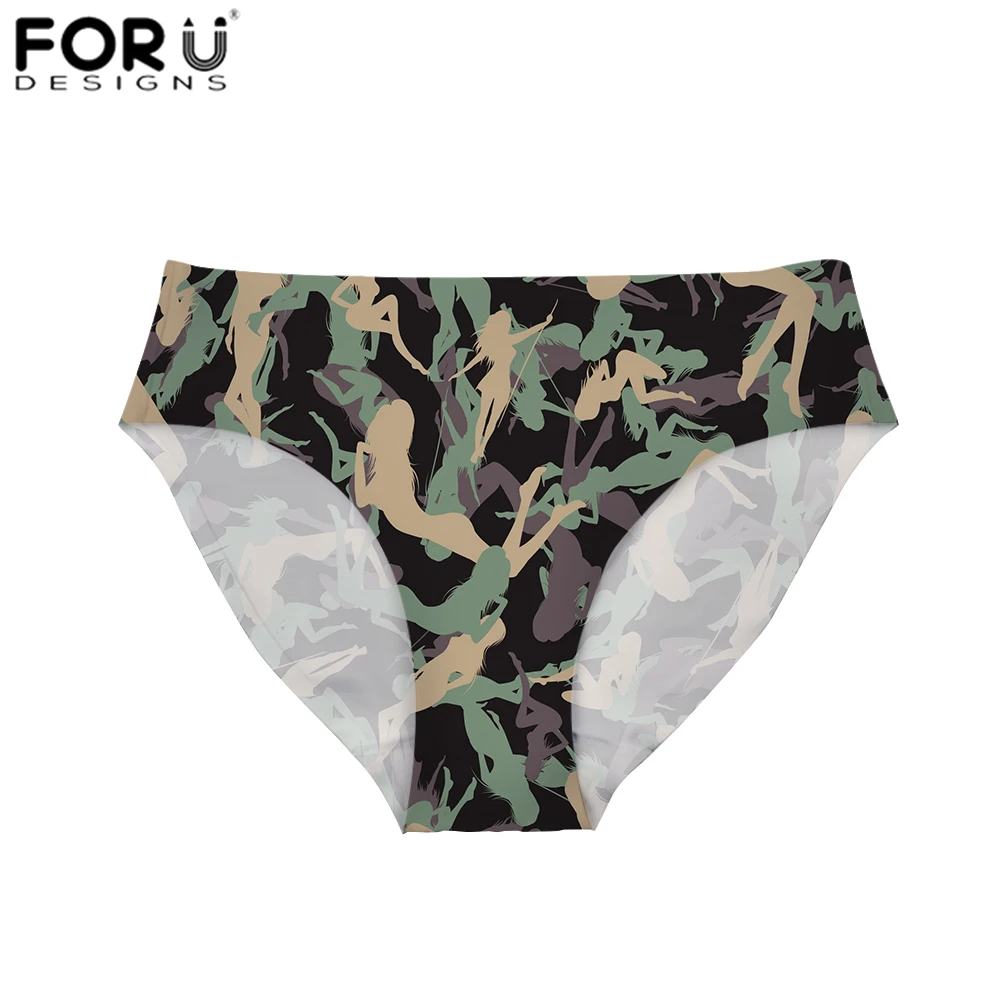 FORUDESIGNS Panties Women Sexy Underwear Camouflage Printed Briefs