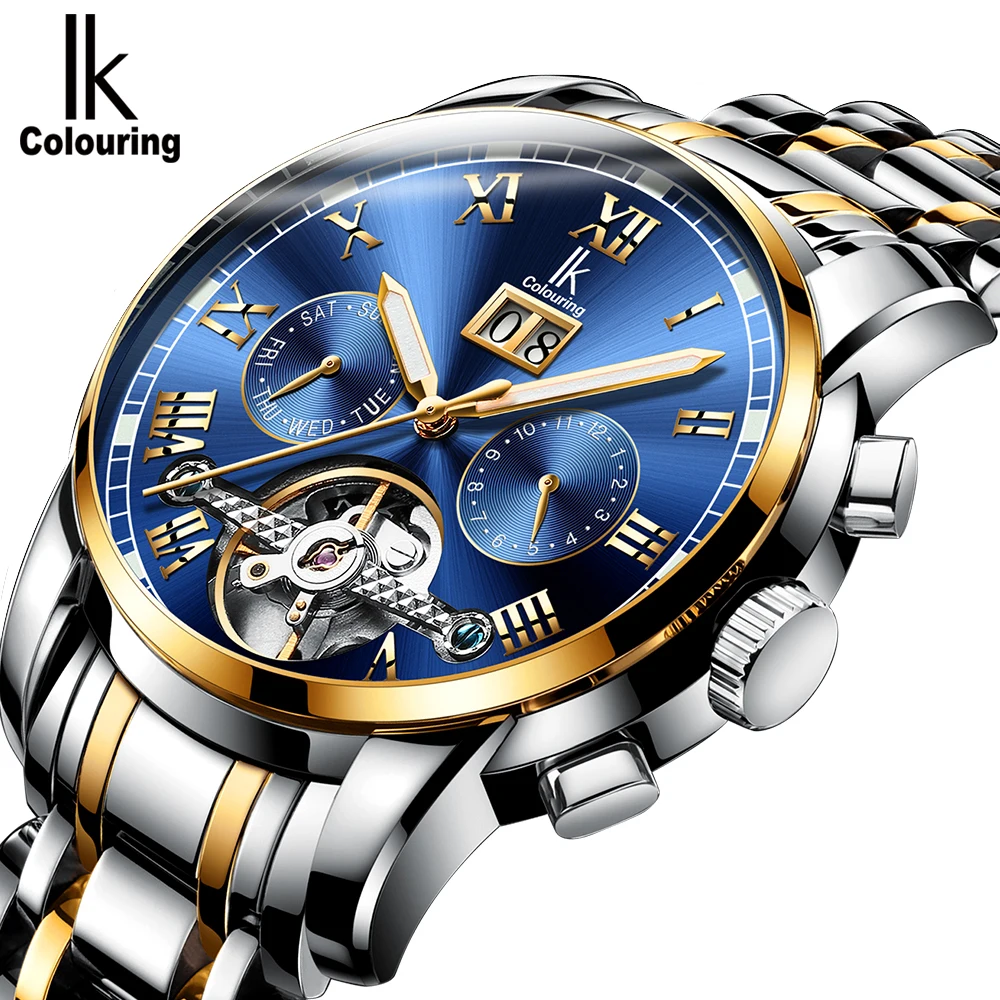 IK Colouring Elegant Mens Automatic Mechanical Wristwatch Flywheel Business Stainless Steel Dress Watch Auto Date Montre Homme IK Colouring Elegant Mens Automatic Mechanical Wristwatch Flywheel Business Stainless Steel Dress Watch Auto Date Montre Homme