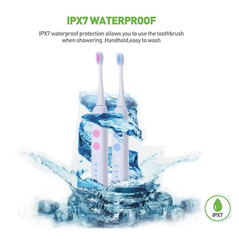 

4 Modes Electric Toothbrush Waterproof Tooth Brush USB Rechargeable Timer Brush Timing Cleaner with 2 Replacement Heads S-520