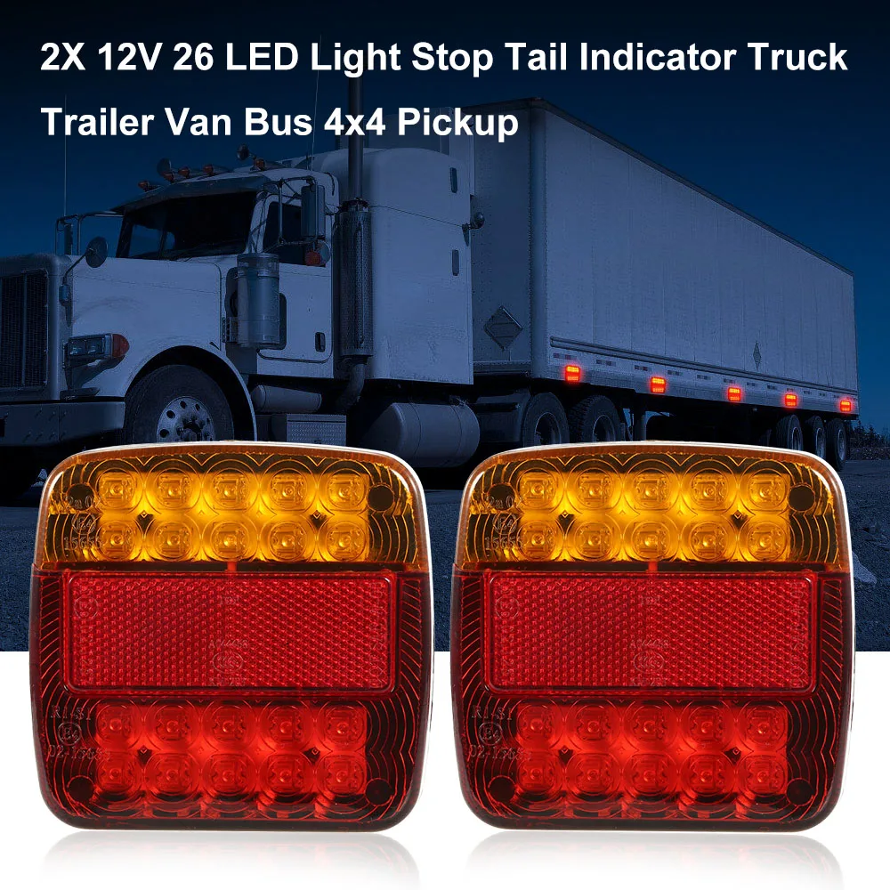 2X 12V 26 Stop Tail Indicator LED Light Truck Trailer Van