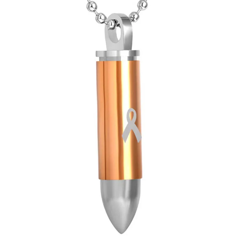 IJD8441 Stainless Steel Ribbon Bullet Cremation Jewelry Keepsake