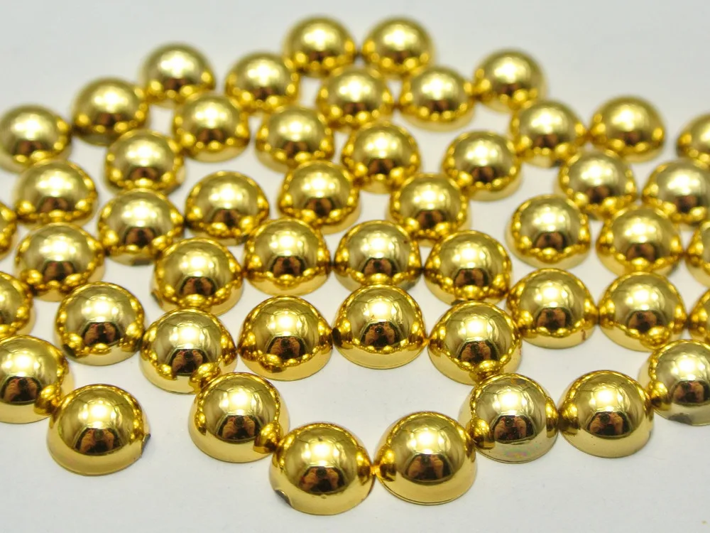 200 Metallic Gold Flatback Round Half Pearl 8mm Scrapbook Nail Art Craft