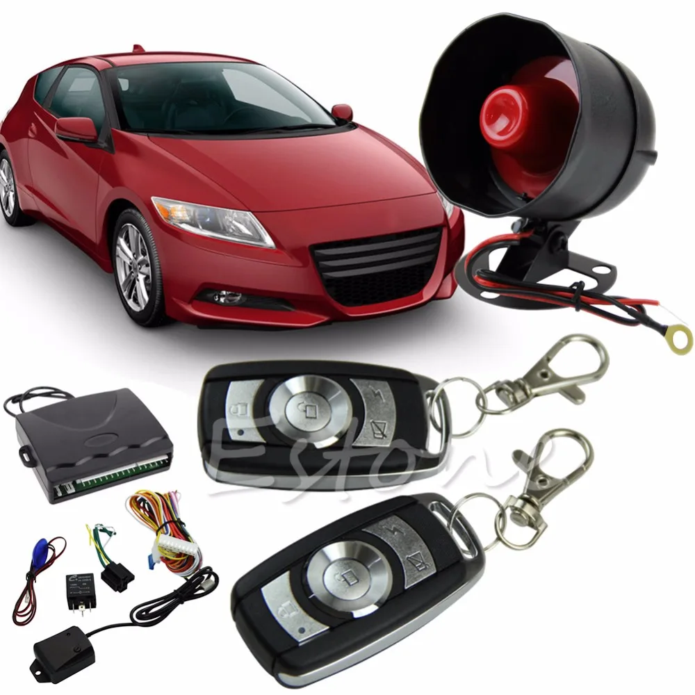 

1-Way Car Protection Vehicle Alarm Security System Entry Keyless Siren +2 Remote