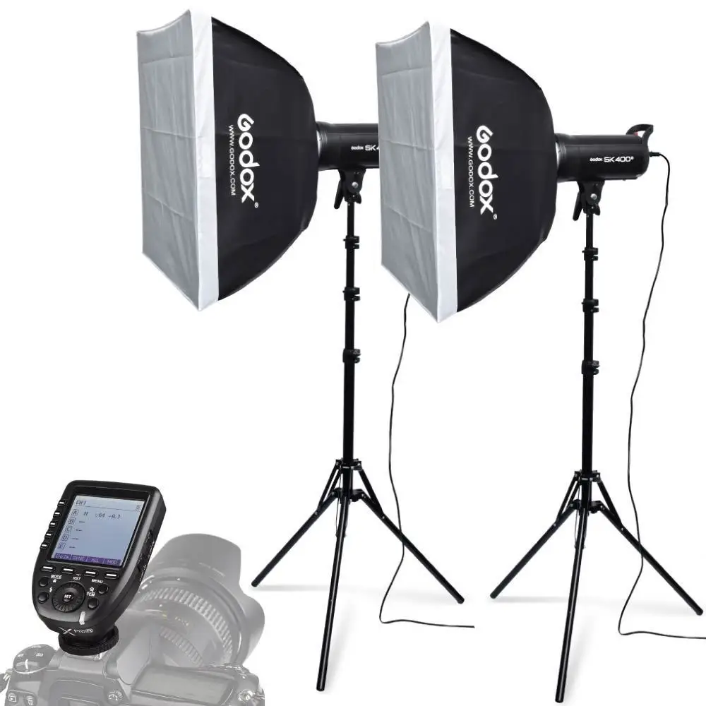 

2X Godox SK400II 400W Studio Flash Strobe+Softboxes +Light Stand +Xpro-C Trigger Kit for Canon DSLR Camera