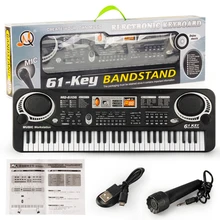 Светодиодный музыкальная игрушка с микрофоном USB зарядка 61 клавиша Цифровая музыка электронная клавиатура клавишная доска электрическое пианино детский подарок