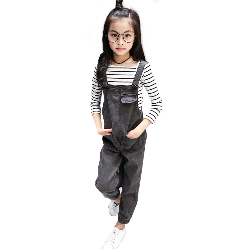 

Kid Girls Jeans Overalls Autumn Children Jeans Denim Trousers Korean Children Jeans Bib Pants Jeans for Young Kids Girl Clothes