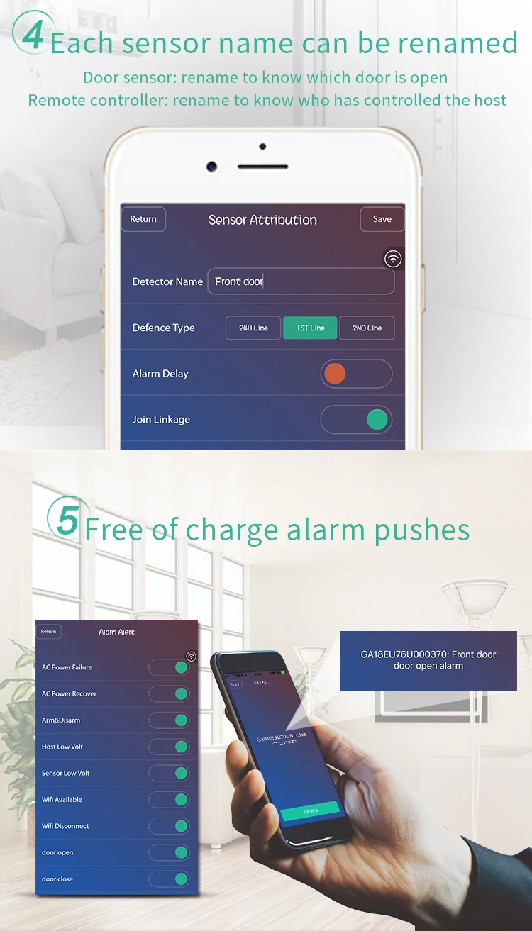 Домашняя охранная сигнализация IOS Android приложение управление WiFi сигнализация умная домашняя сигнализация gsm wifi сигнализация с клавиатурой