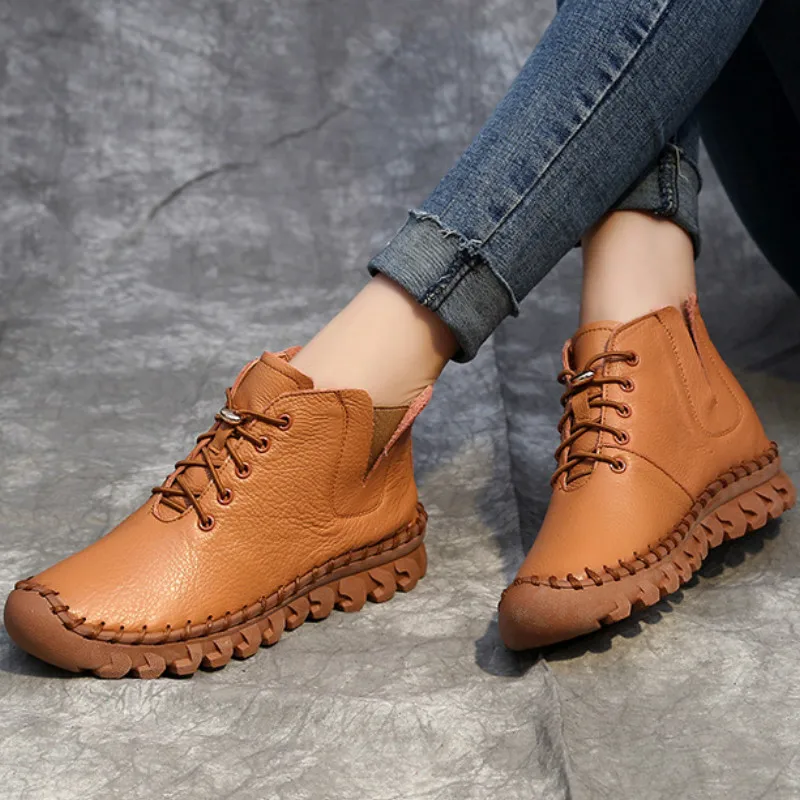 Di Fatte Delle Piatto Stivali Cuoio Orange Scarpe Autunno Donne 2018 Black Fondo inverno Orange Black summer Mano Casuale summer spring Dimensioni A Grandi Spring Orange Da Donna Inverno winter UVGqLzpSM