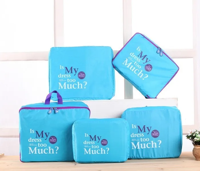 5 шт Материнство сумка для подгузников; сумка для мамы упаковочный пакет для одежды куб Чемодан Органайзер комплект дорожная сумка для хранения дома дорожная сумка опрятный мешочек - Цвет: Синий