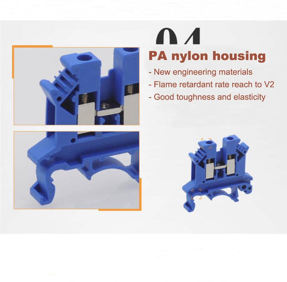 blue terminal blocks PA nylon housing blue