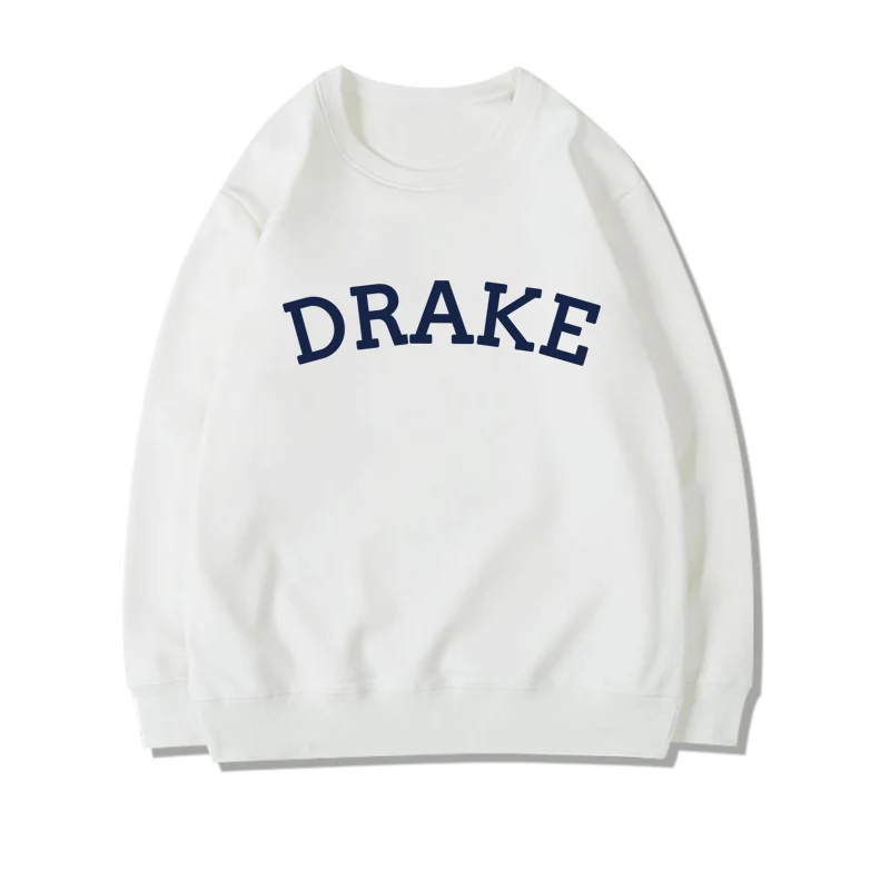Модный серый пуловер с надписью DRAKE повседневный зимний бархатный Теплый Женский