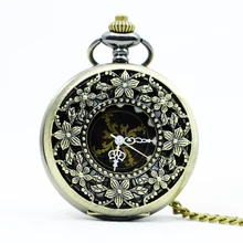 1111 Classic Steampunk Bronze Auto Stainless Steel Men Woman Skeleton Mechanical Pocket Watch
