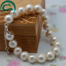 Уникальный браслет из натурального пресноводного жемчуга белого цвета AA 10-11 мм с круглым 925 пробы и серебряной застежкой женские настоящие жемчужные украшения