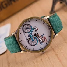 2017 relojes de bicicleta de dibujos animados de moda reloj de señoras Vintage Casual PU-cuero Unisex reloj de cuarzo niñas niños relojes de pulsera para regalo reloj