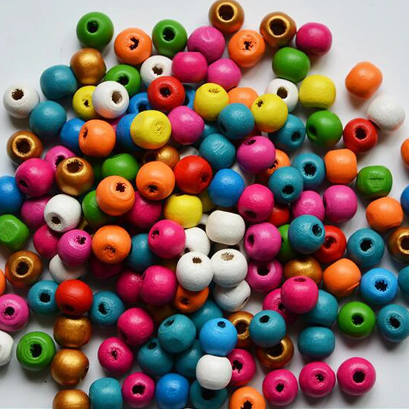 Lot Of 40 round Wooden Beads 10mm Golden