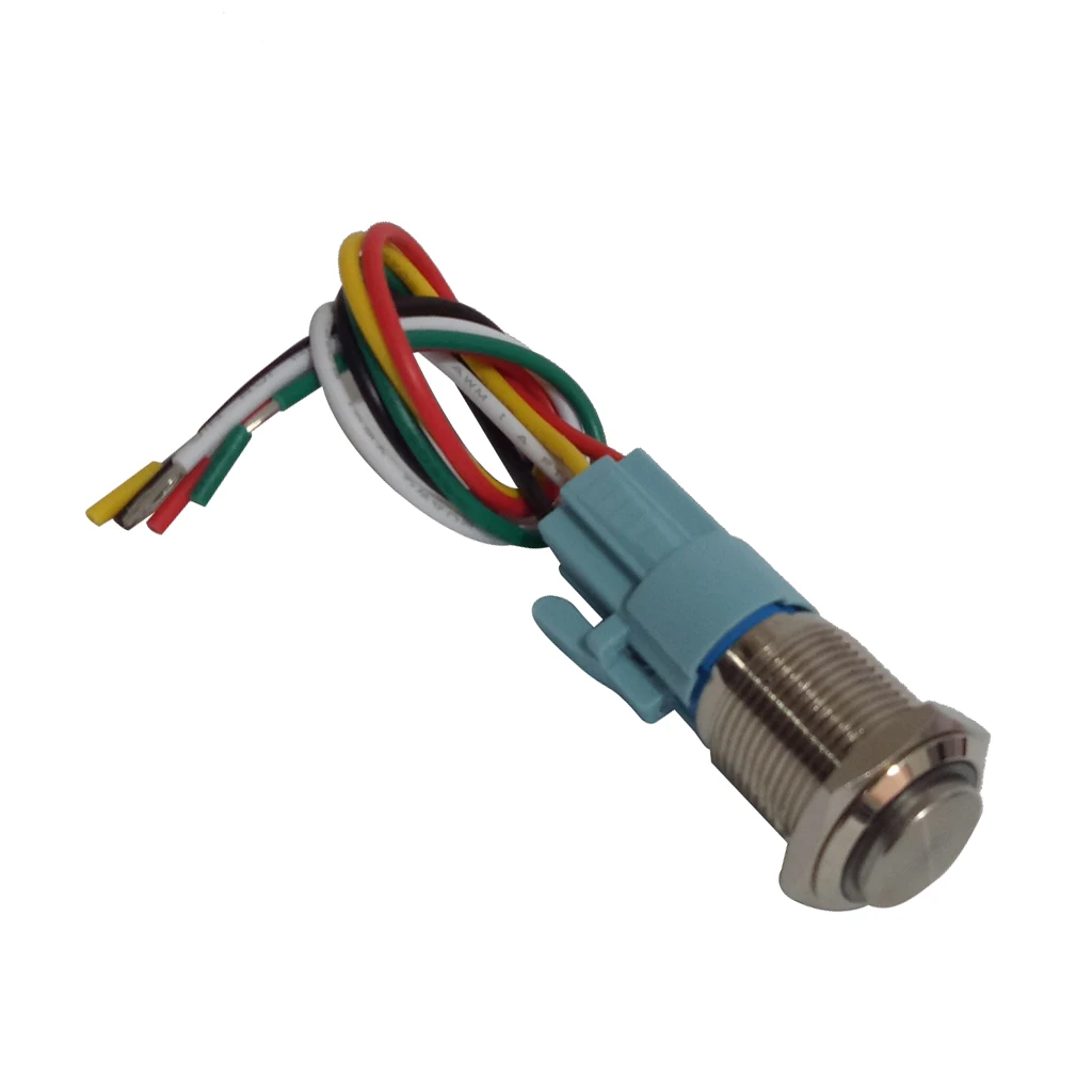 Metal Button Switch Momentary Push Button Auto Reset Waterproof LED Illuminated Button Latching with Wire Connector