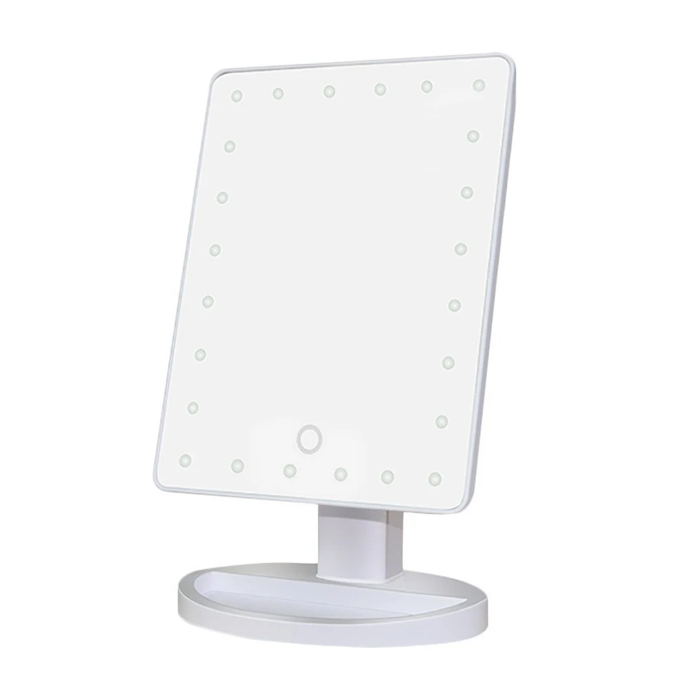Adjustable 24 LEDs Lighted Makeup Mirror Touch Screen Portable Dimmable Vanity Mirror Tabletop Lamp Cosmetic Make Up Tool