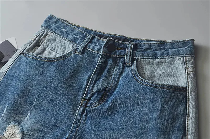 Летние Для женщин Высокая талия джинсы Шорты Винтаж сделать старый Повседневная fringe прямые Шорты джинсы девушка контрастного цвета Лидер продаж джинсовые шорты