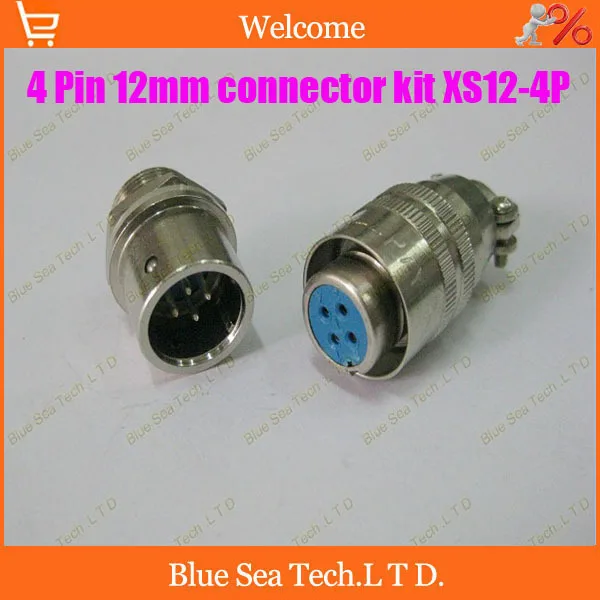 Free Shipping 10 sets=20pcs 4 Pin 12mm Male &amp Female mic circular connector kit XS12-4P Socket+Plug Aviation plug interface |