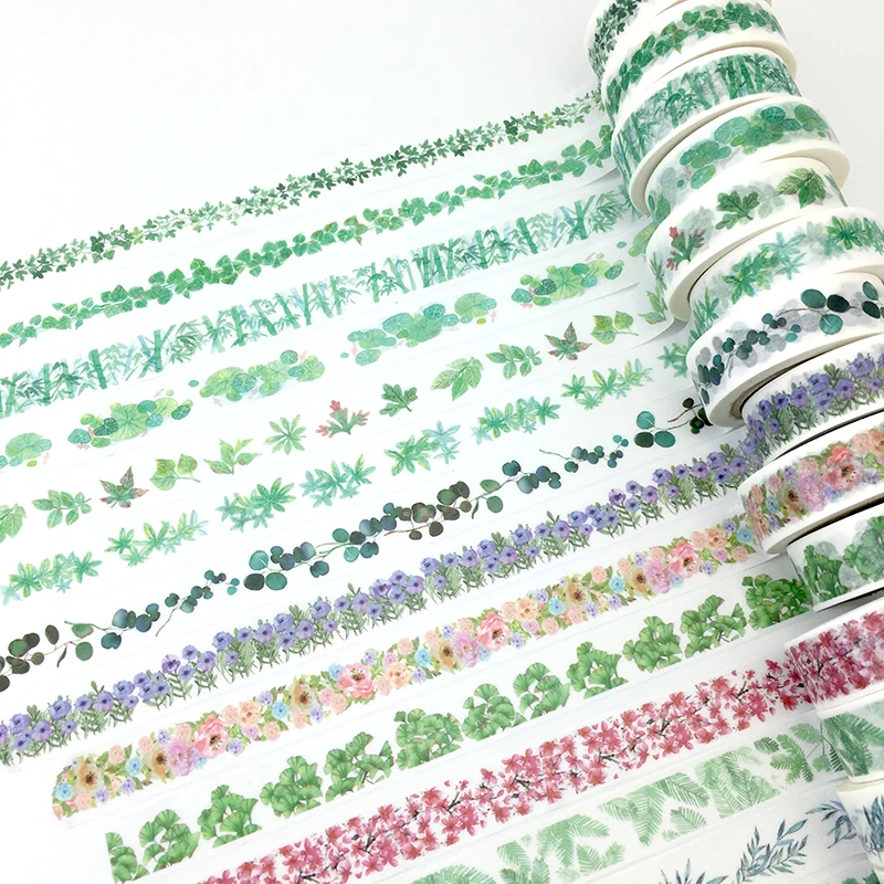 

10 pcs/lot Flower / Plants / Leaves Printing Washi Tape Adhesive Tape DIY Planner Scrapbooking Sticker Label Masking Tape