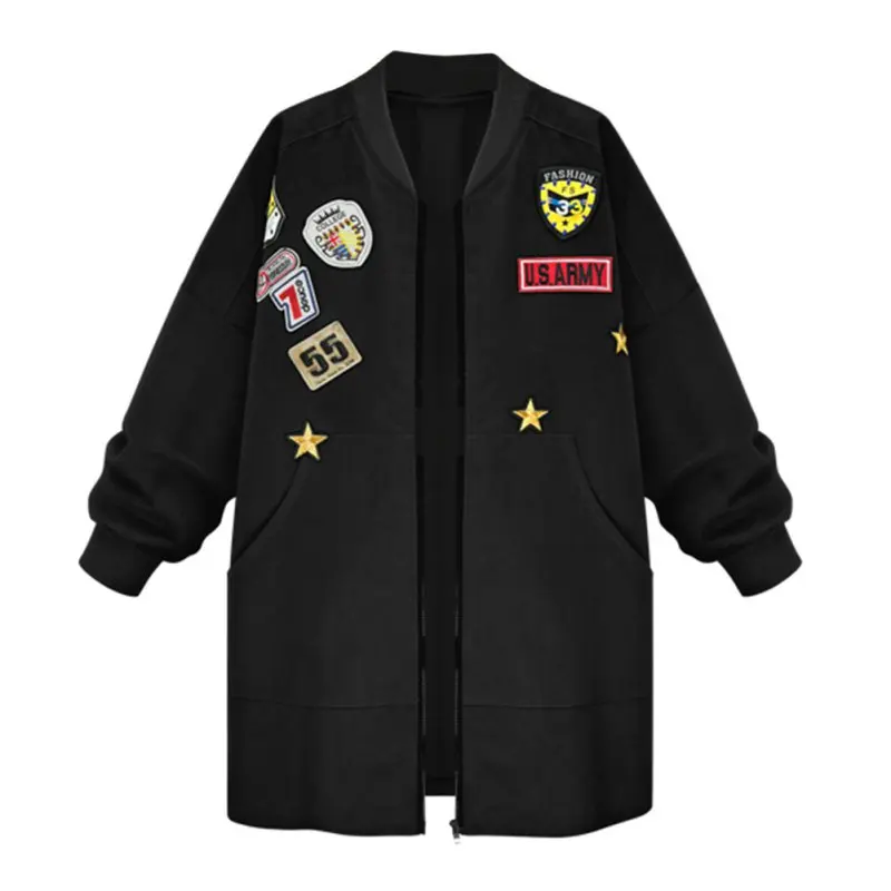 low cost  Spring Autumn Coats New Women Jacket Slim Long Sleeve Women Jacket Army Green Cartoon Outwear 7993 