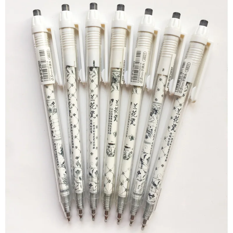 

10pcs/lot Chinese Orchid Porcelain Printed Butterfly Flower Press Gel Pen Rollerball Pen School Stationery