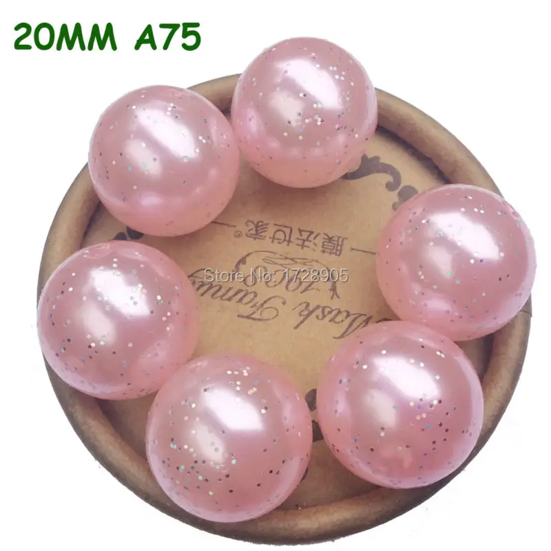 

Imitation pearls loose abs pearls colored pearls bubblegum chunky 20mm 120pcs Acrylic Pearl Powder Bead for Christmas Decoration
