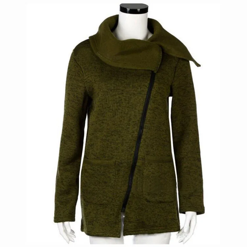  2019 Fashion Solid Turn-down Collar Sweatshirt Hoodie Women Fleece Zipper Long Jacket Coat Autumn W