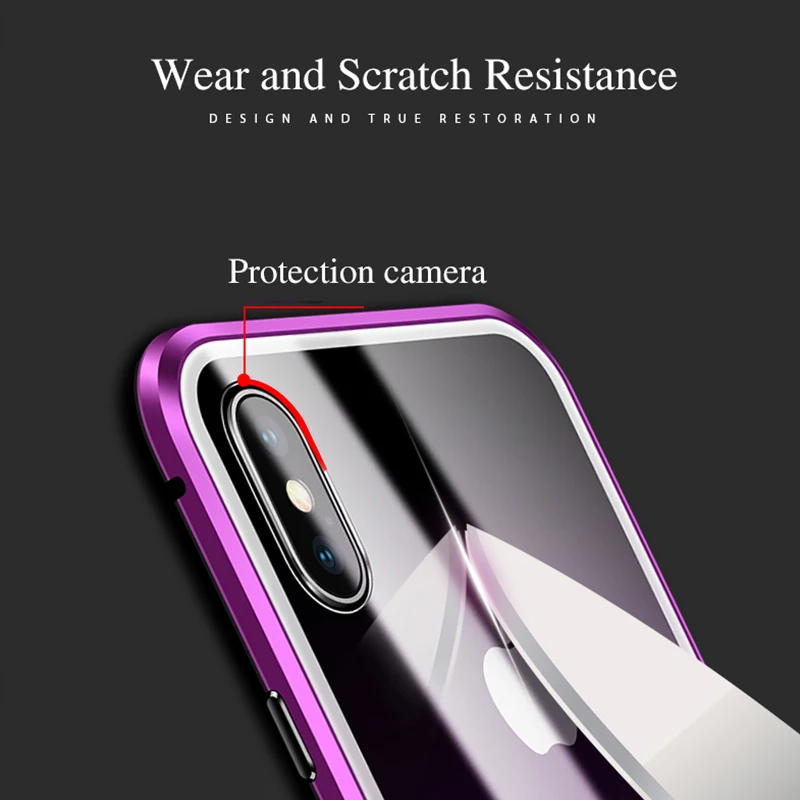 Магнитный поглощающий металлический флип чехол для телефона Iphone Xs Max X 10 8 7 Plus