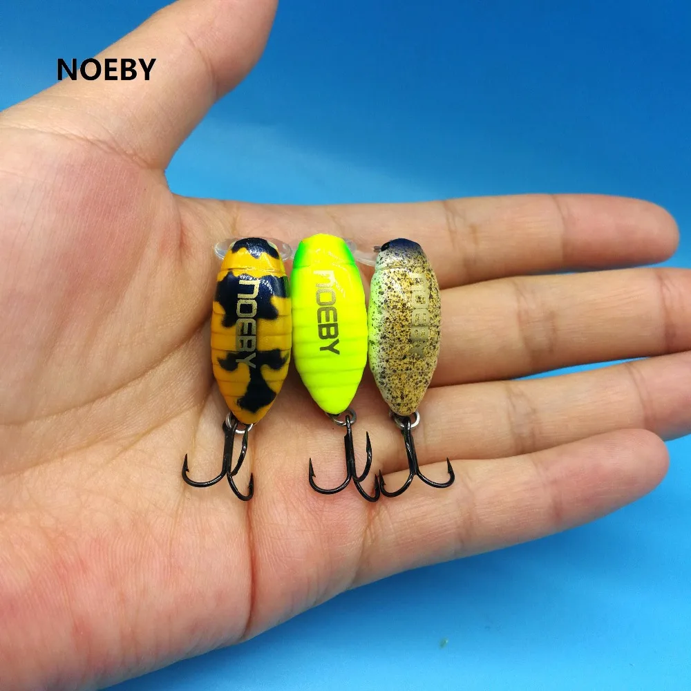 NOEBY 1PCS Insect Hard lure Fishing bait 2g/28mm 6colors depth 0 0.6m Insect